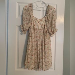 Small Lulus Sweet Daydreams White Floral Print Puff Sleeve Mini Dress